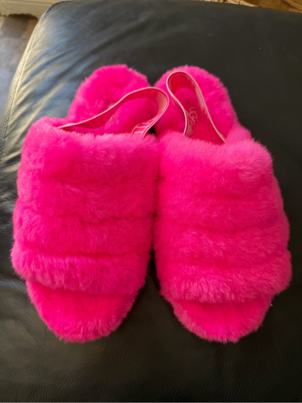 UGG Hot Pink Fluff Slide Slippers for Women